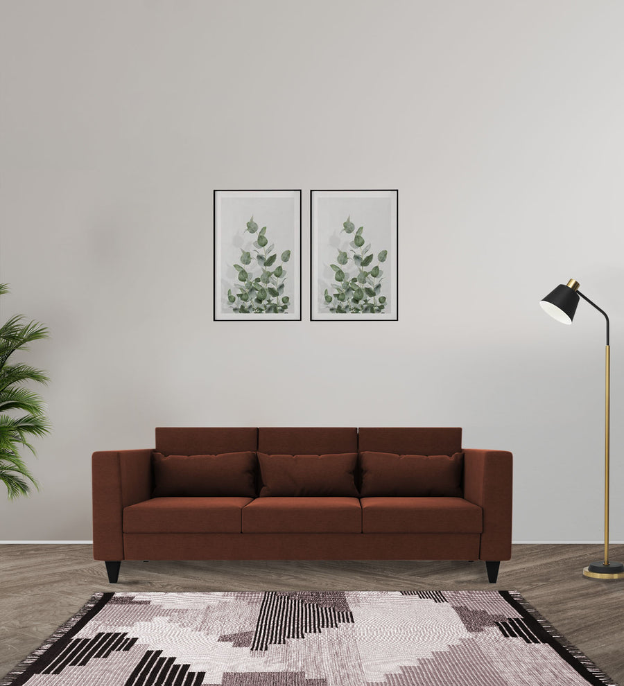 Nipul 3 Seater Fabric Sofa - Coffee Brown by Febonic Living