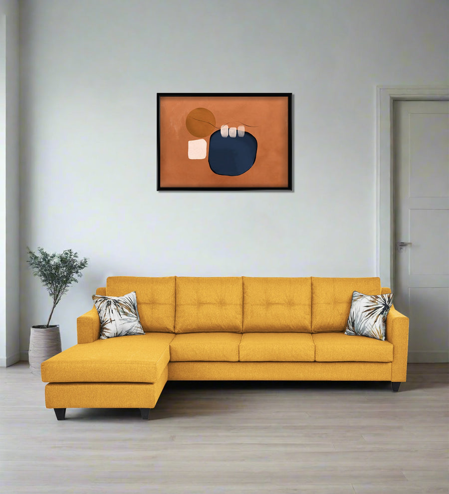 Welly  RHS  (3+Lounger) Fabric Sectional Sofa - Bold Yellow by Febonic Living