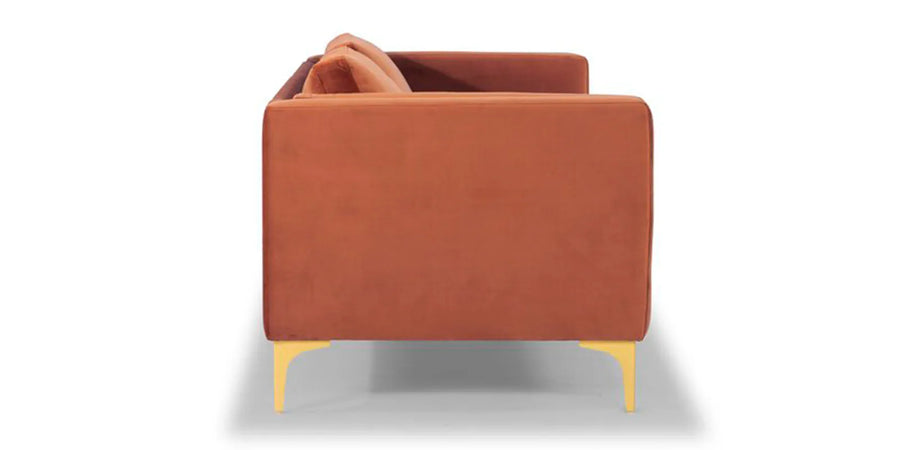Limo Velvet 3 Seater Sofa In Tangerine Orange Colour - Febonic Living