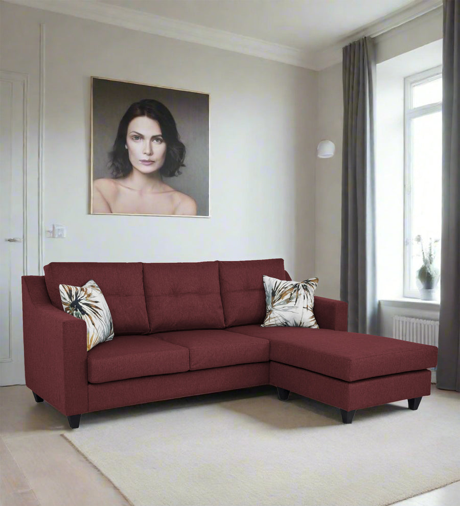Welly  LHS  (2+Lounger) Fabric Sectional Sofa - Blaze Red by Febonic Living