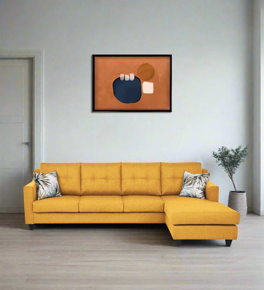 Welly  LHS  (3+Lounger) Fabric Sectional Sofa - Bold Yellow by Febonic Living