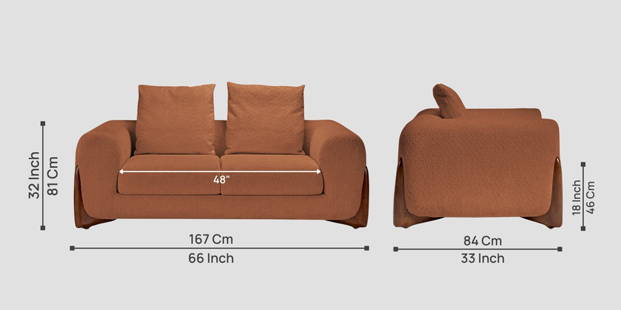 Boko Boucle 2 Seater Sofa In Light Orange Colour - Febonic Living