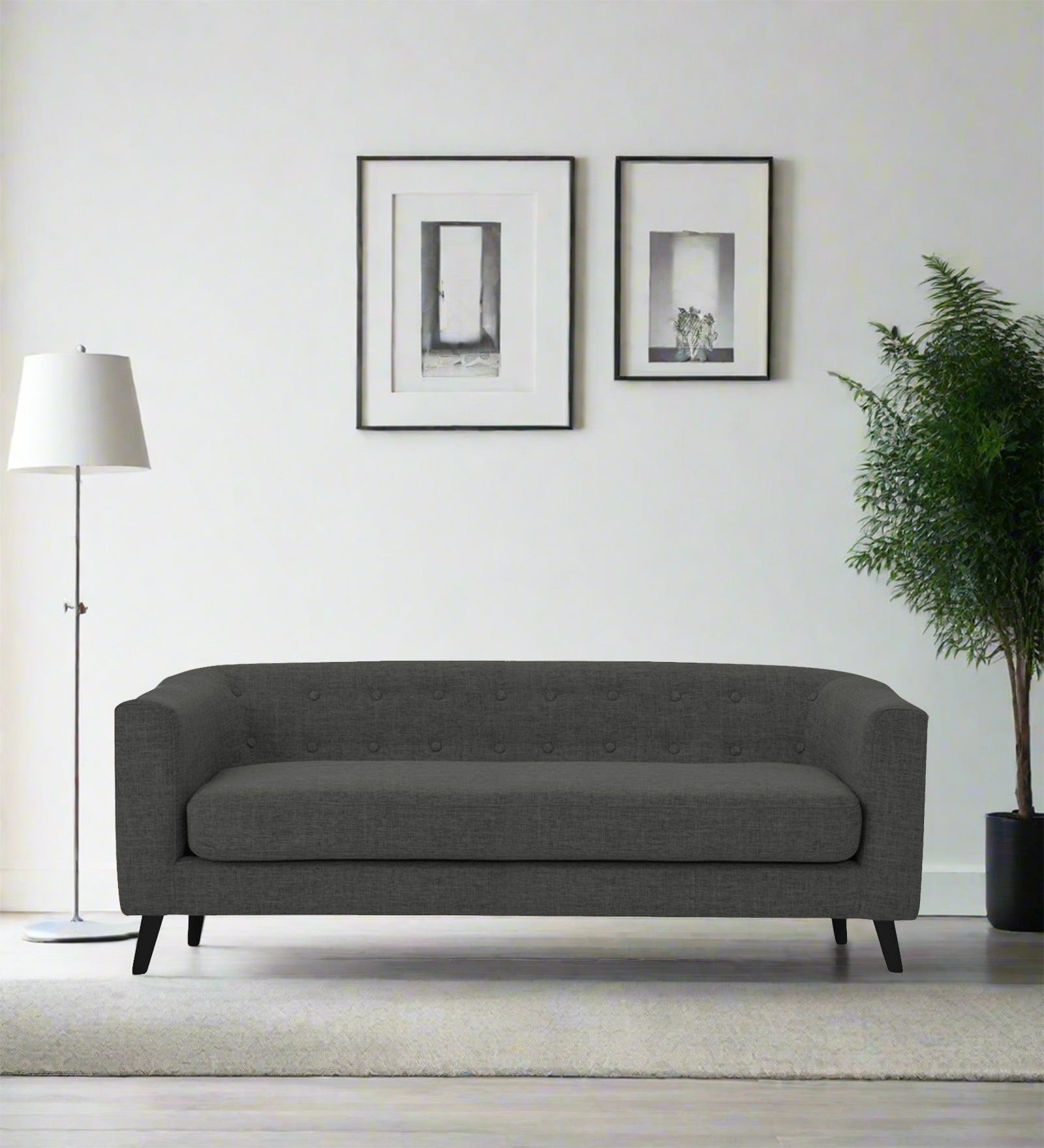 Casper Fabric 3 Seater Sofa in Charcoal Grey Colour