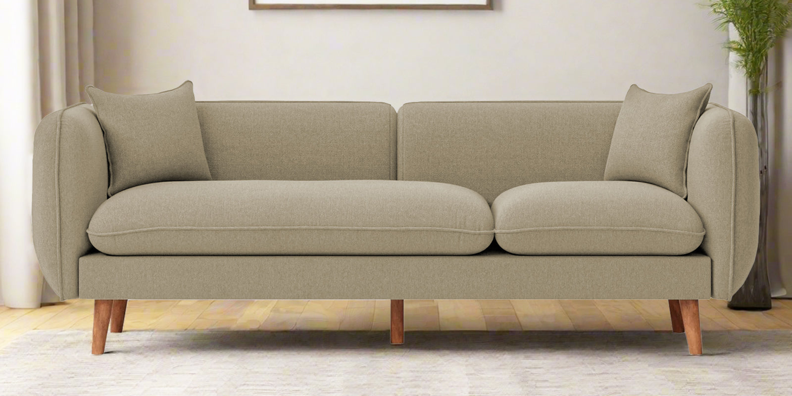 Reva Fabric 3 Seater Sofa In Honey Beige Colour - Febonic Living