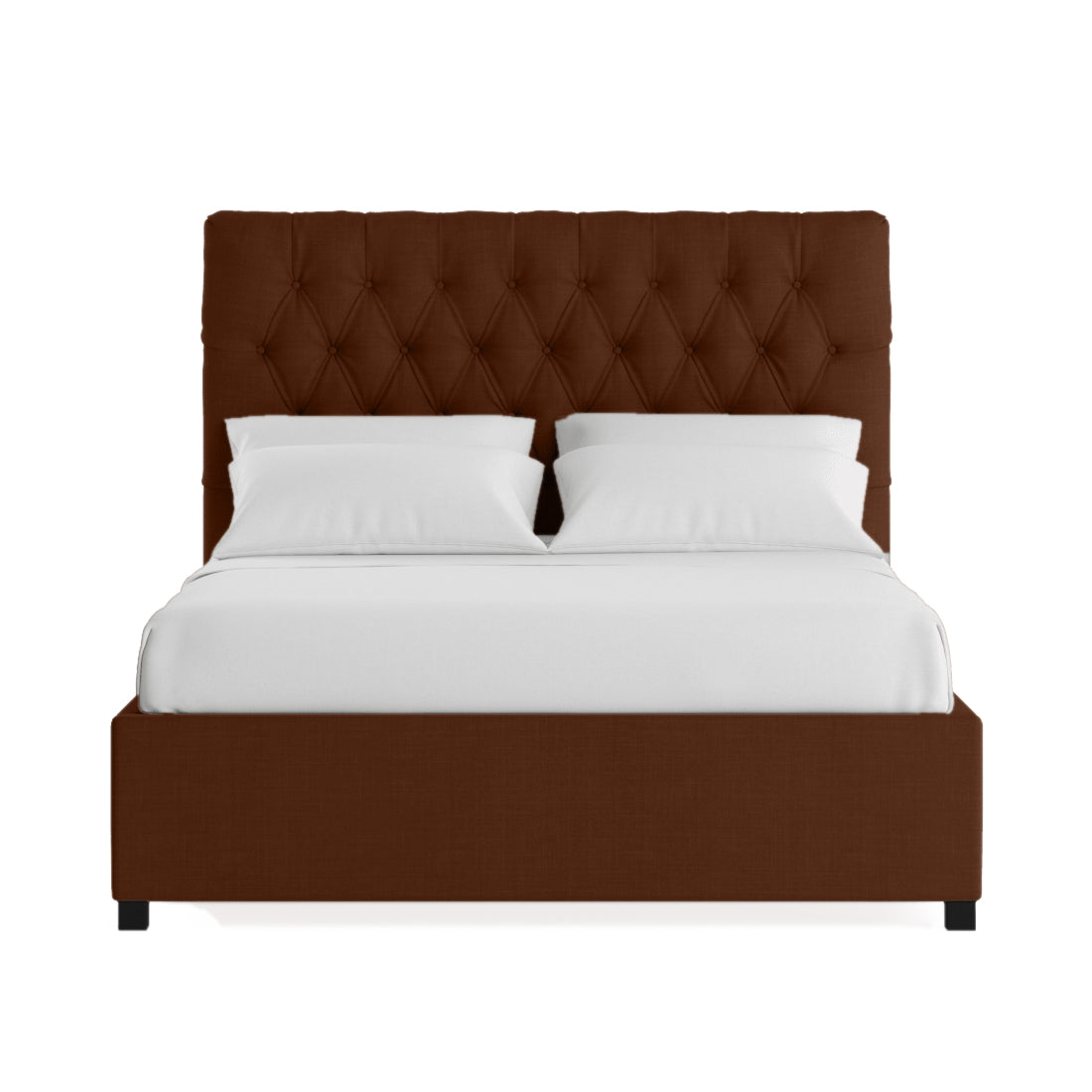 Sinu Fabric King Size Bed In Coffee Brown Colour With Storage Box