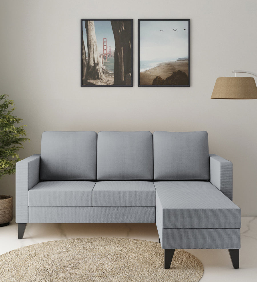 Nori  LHS  (2+Lounger) Fabric Sectional Sofa - Coin Grey by Febonic Living
