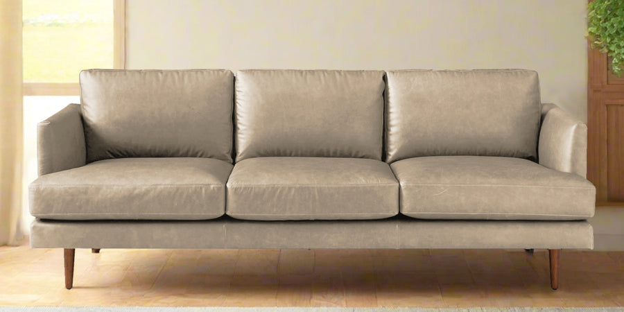 Sterio Leatherette 3 Seater Sofa In Tan Beige Colour - Febonic Living