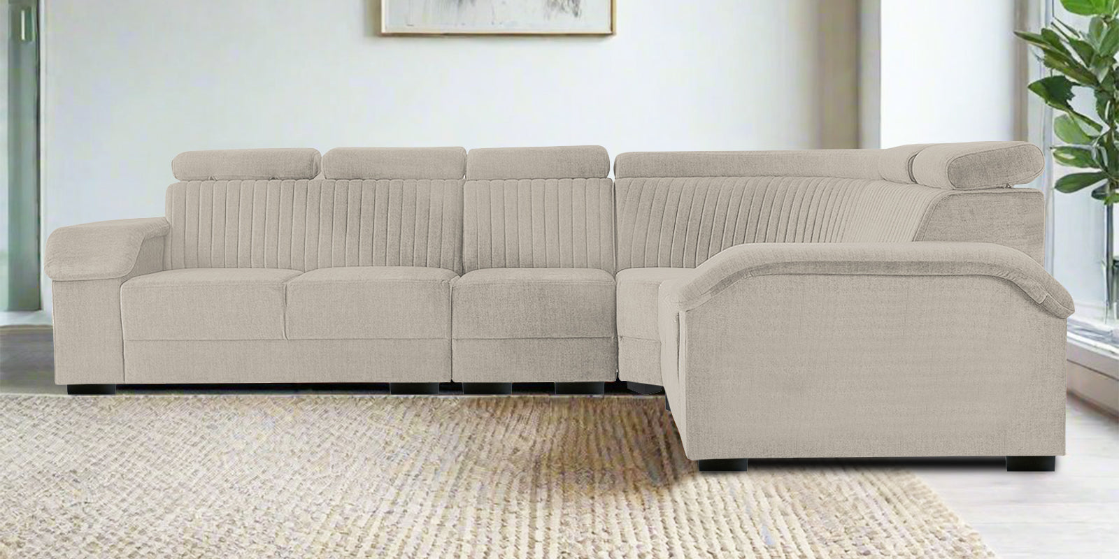 Draco Fabric 6 Seater Corner Sofa In Ash Grey Colour - Febonic Living