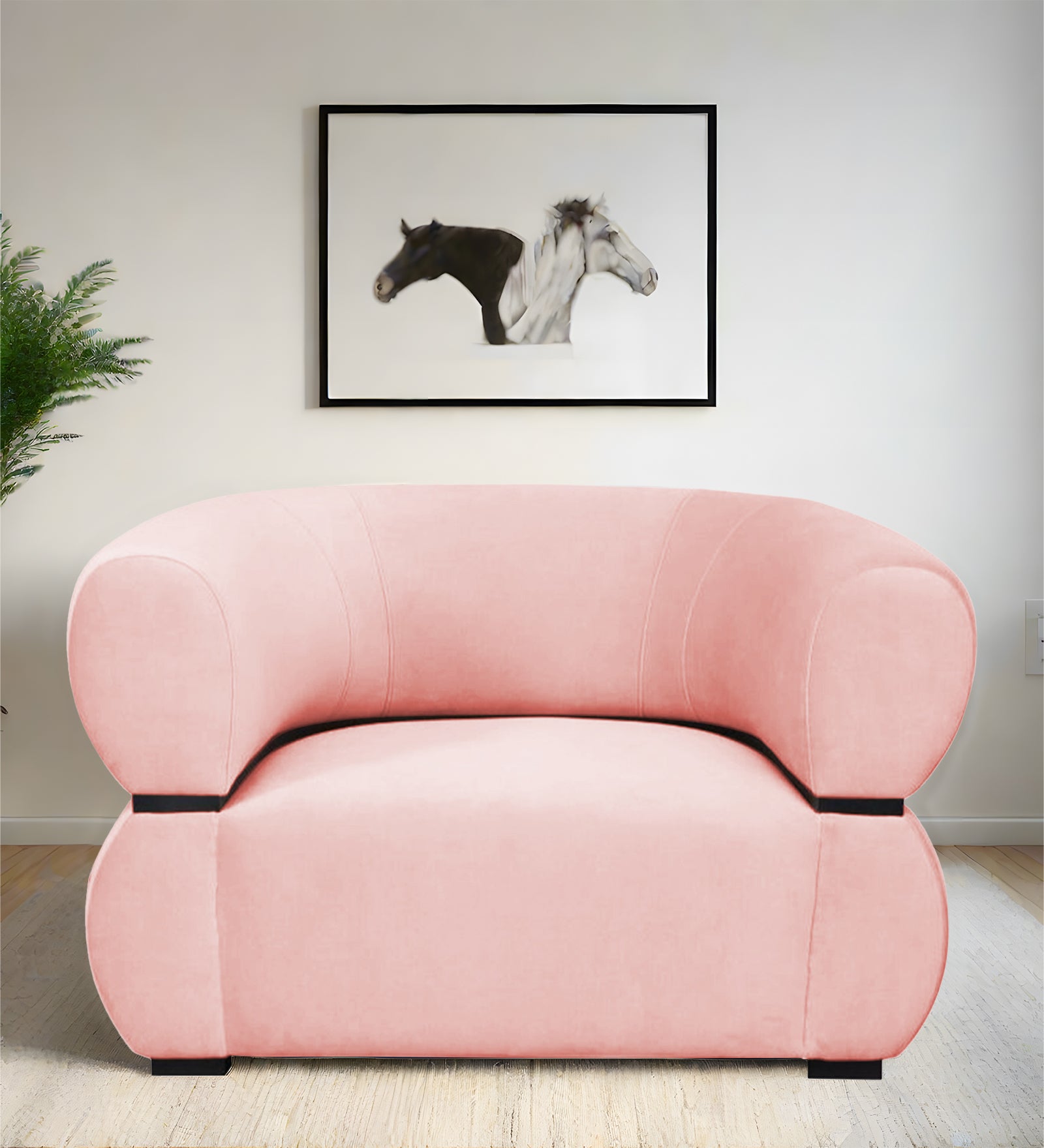 Kula Velvet 1 Seater Sofa In Millennial Pink Colour