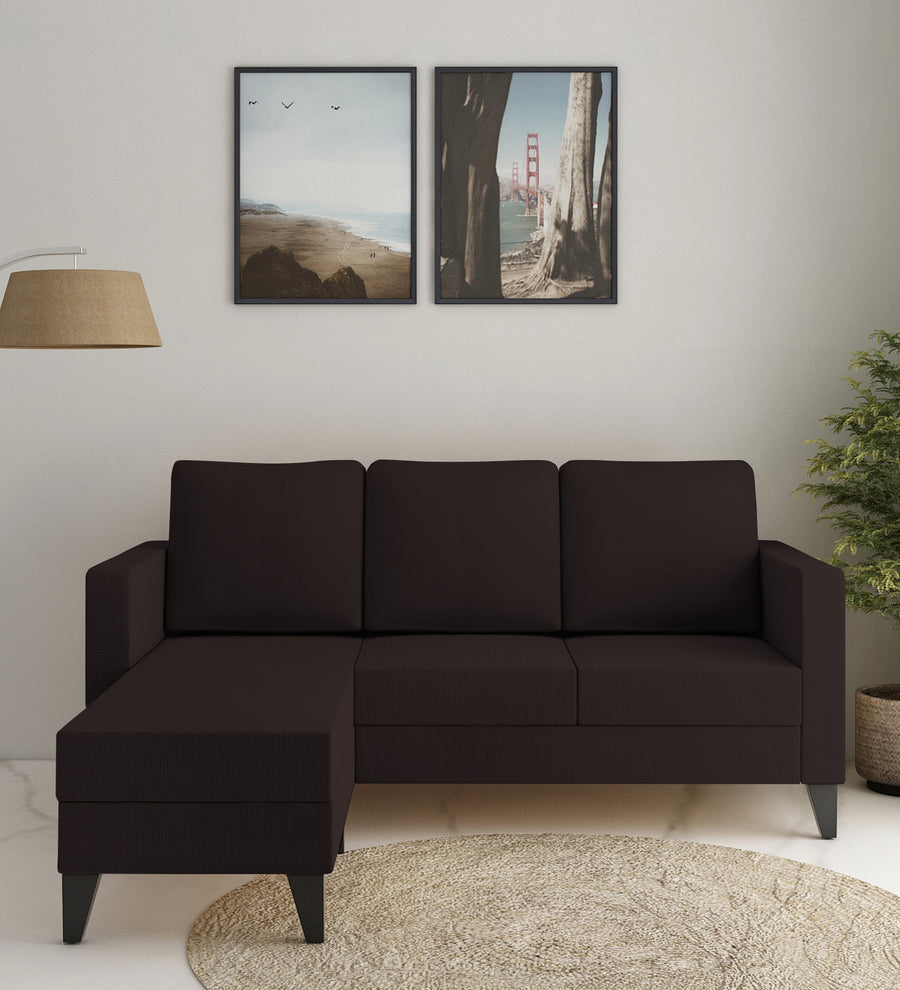 Nori  RHS  (2+Lounger) Fabric Sectional Sofa - Dark Brown by Febonic Living