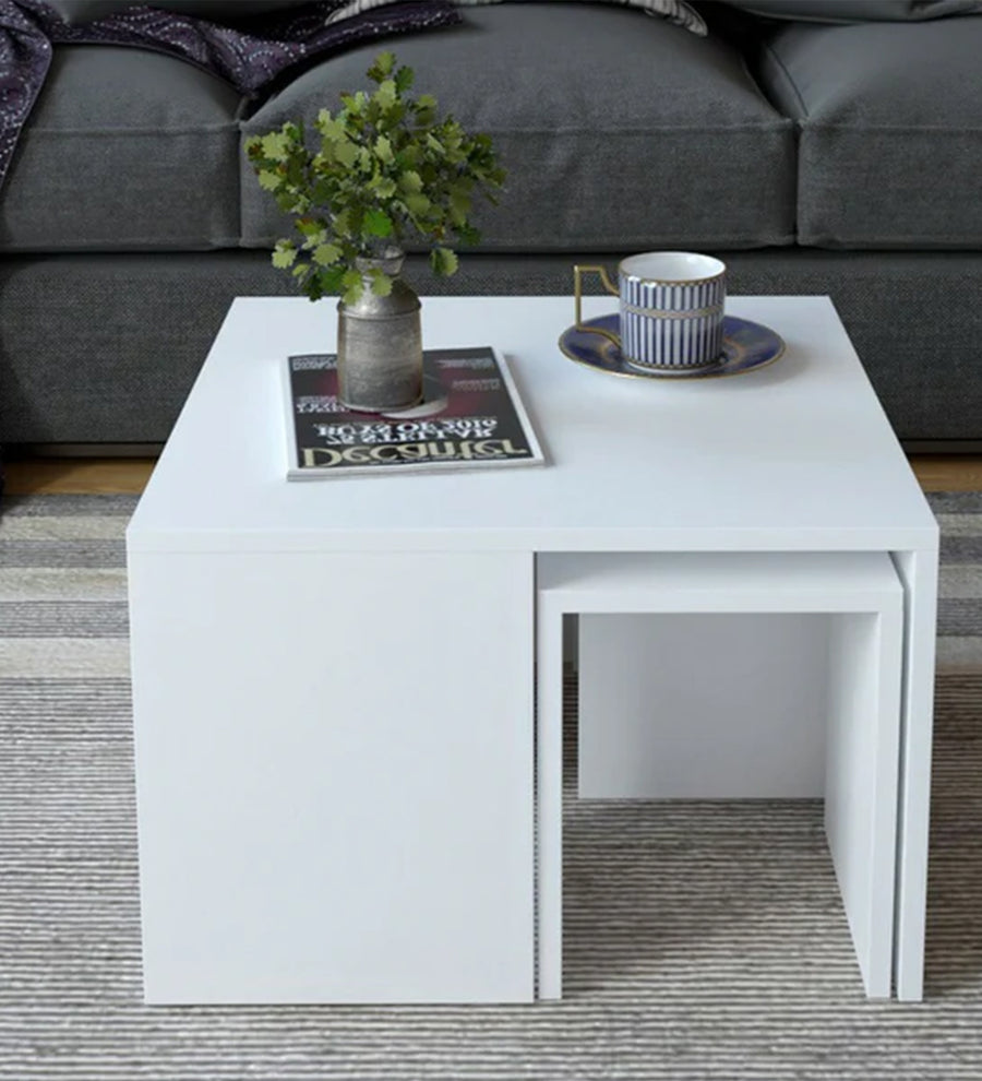 Kriva Nesting Table In Frosty White Finish - Febonic Living