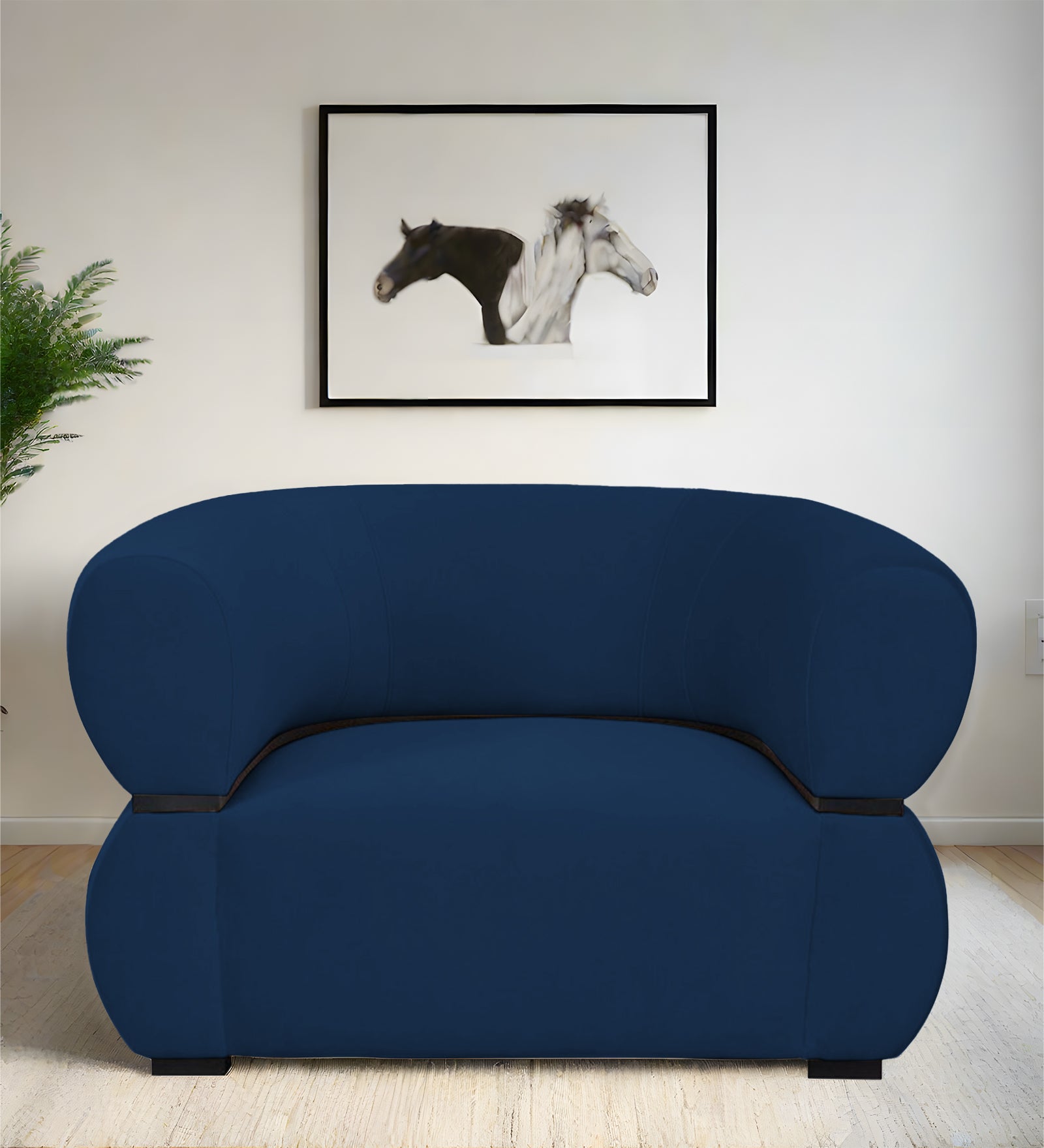 Kula Velvet 1 Seater Sofa In Imperial Blue Colour