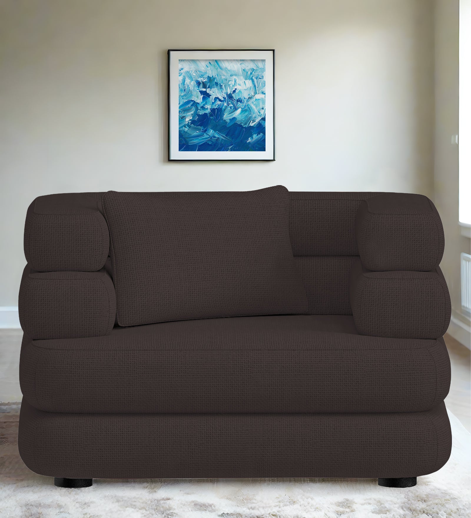 Wener Fabric 1 Seater Sofa in Pebble Brown Colour