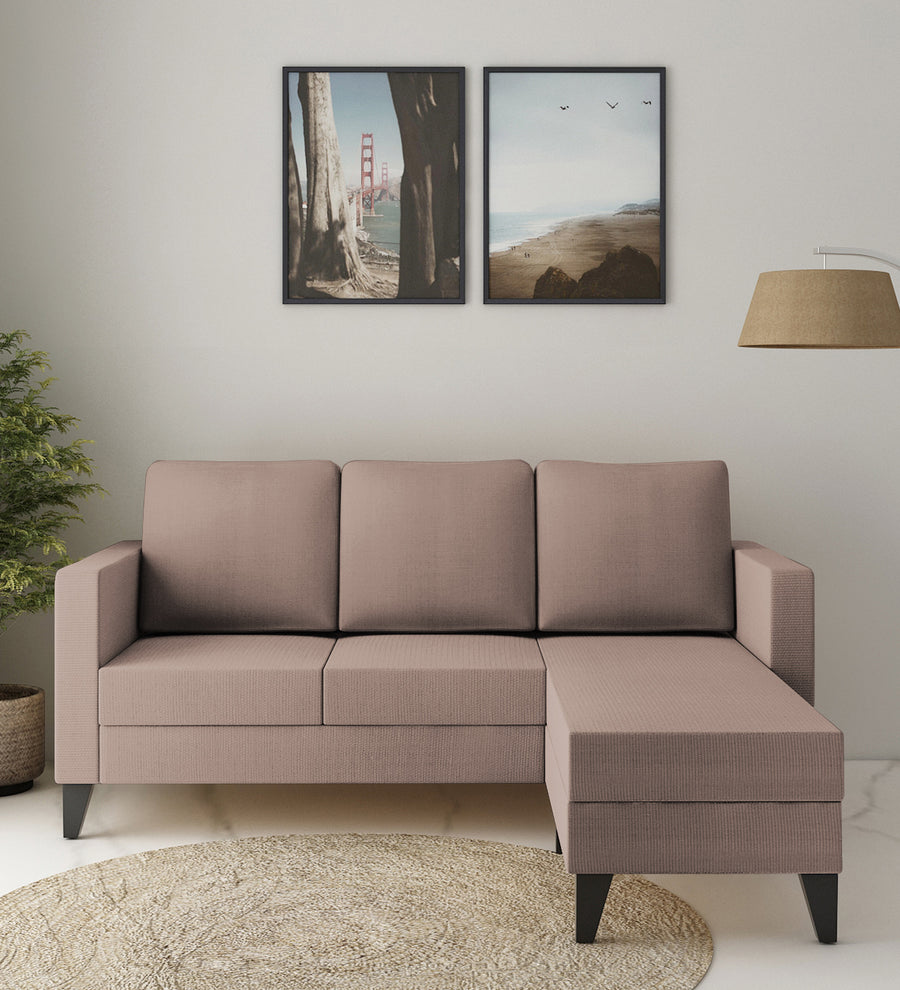 Nori  LHS  (2+Lounger) Fabric Sectional Sofa - Kadhi Beige by Febonic Living