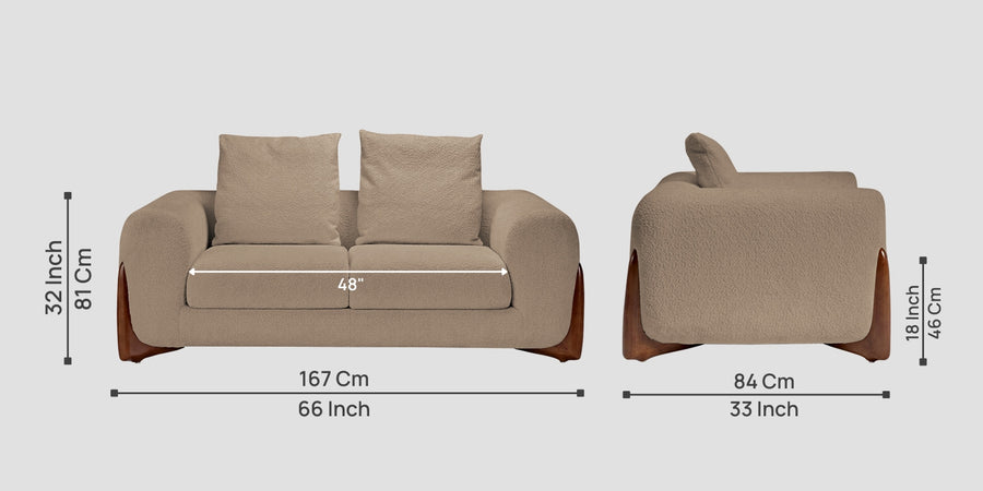 Boko Boucle 2 Seater Sofa In Mushroom Beige Colour - Febonic Living