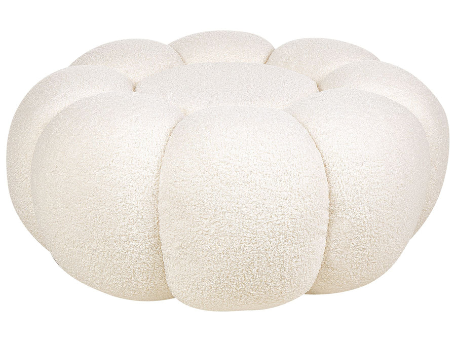 Wart Boucle Pouffe In Shell White Colour - Febonic Living