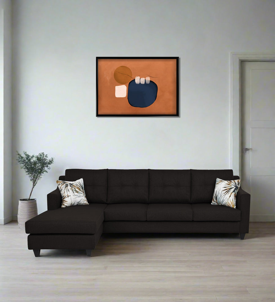 Welly  RHS  (3+Lounger) Fabric Sectional Sofa - Cara Brown by Febonic Living
