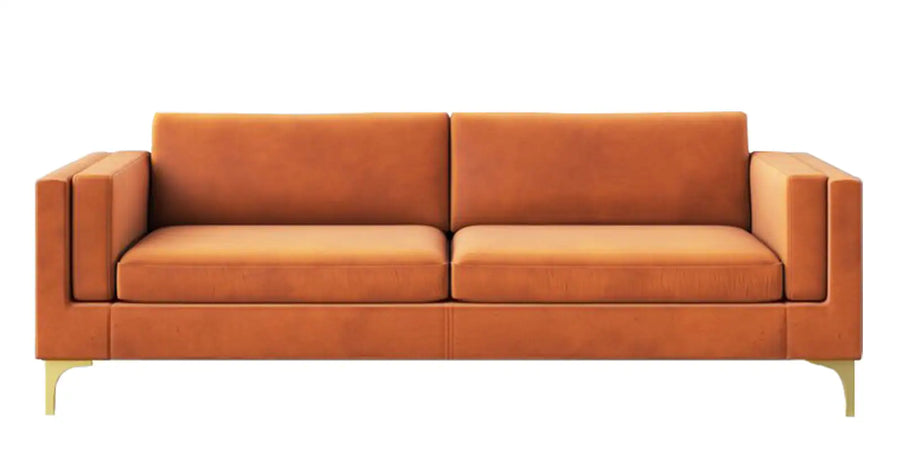 Limo Velvet 3 Seater Sofa In Tangerine Orange Colour - Febonic Living