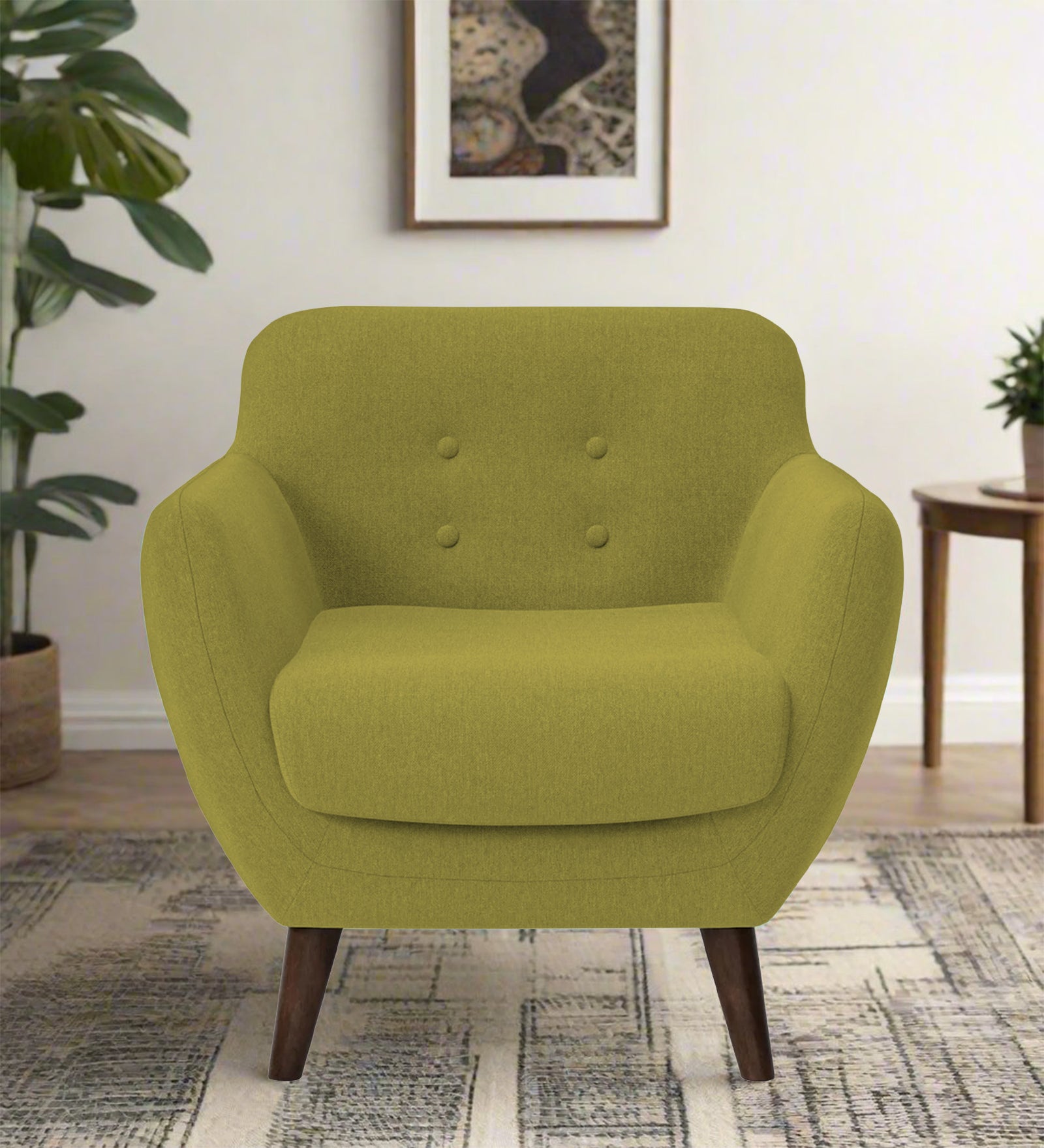 Goofy Fabric 1 Seater Sofa in Kelly Green Colour