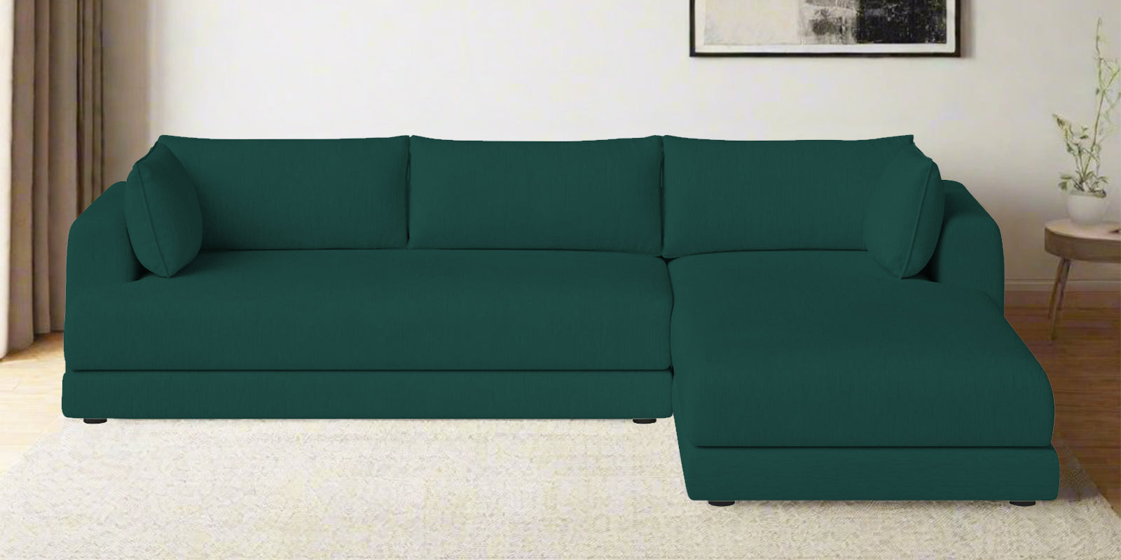 Ziggy Fabric LHS Sectional Sofa (3+Lounger) in Sage Green Colour