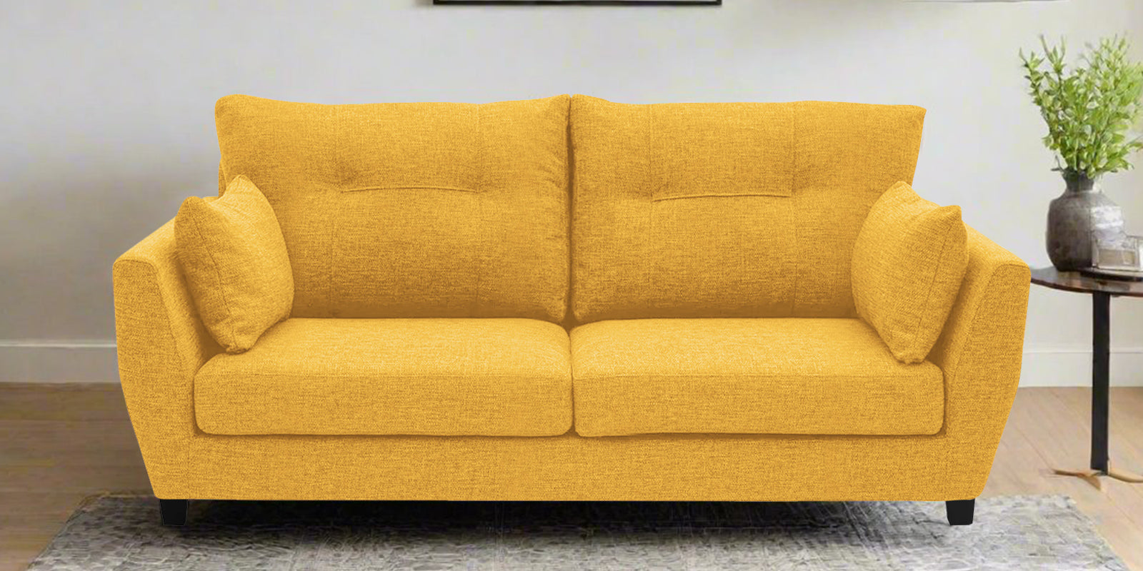 Mario Fabric 2 Seater Sofa in Bold Yellow Colour