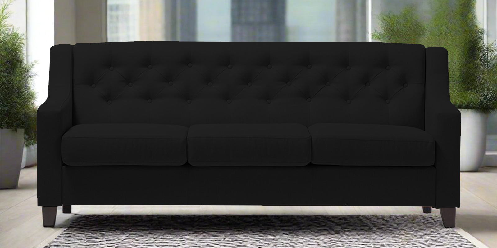 Baidy Fabric 3 Seater Sofa in Zed Black Colour