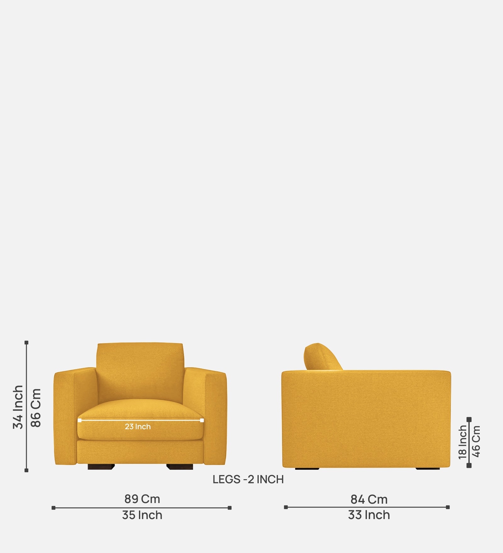 Messy Fabric 1 Seater Sofa In  Bold Yellow Colour - Febonic Living