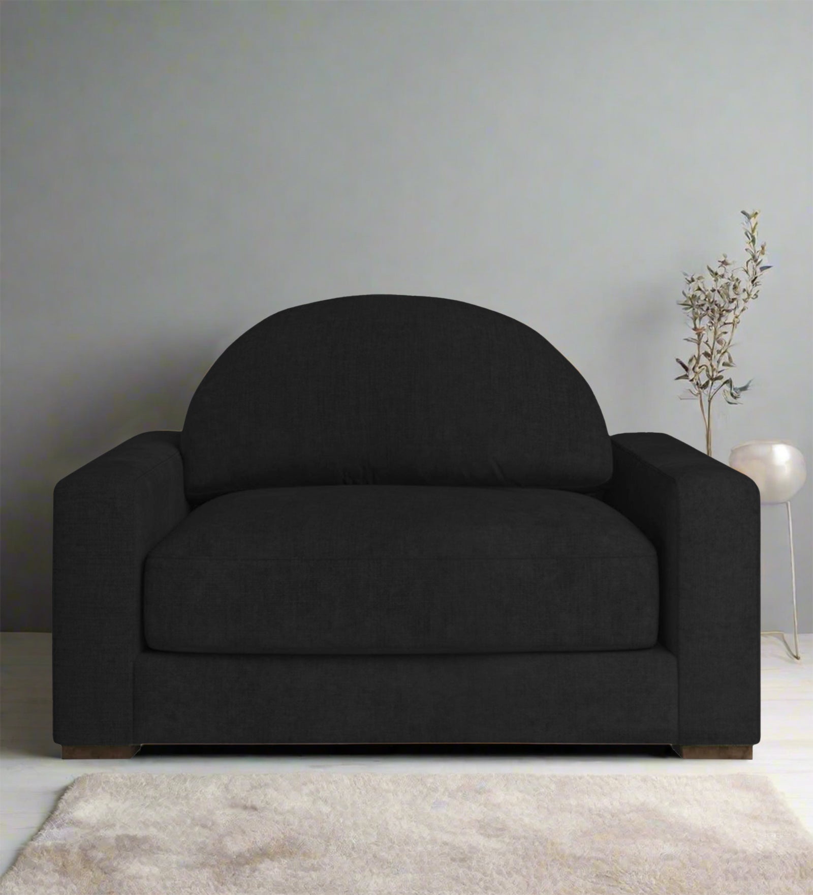 Adara Fabric 1 Seater Sofa In Zed Black Colour