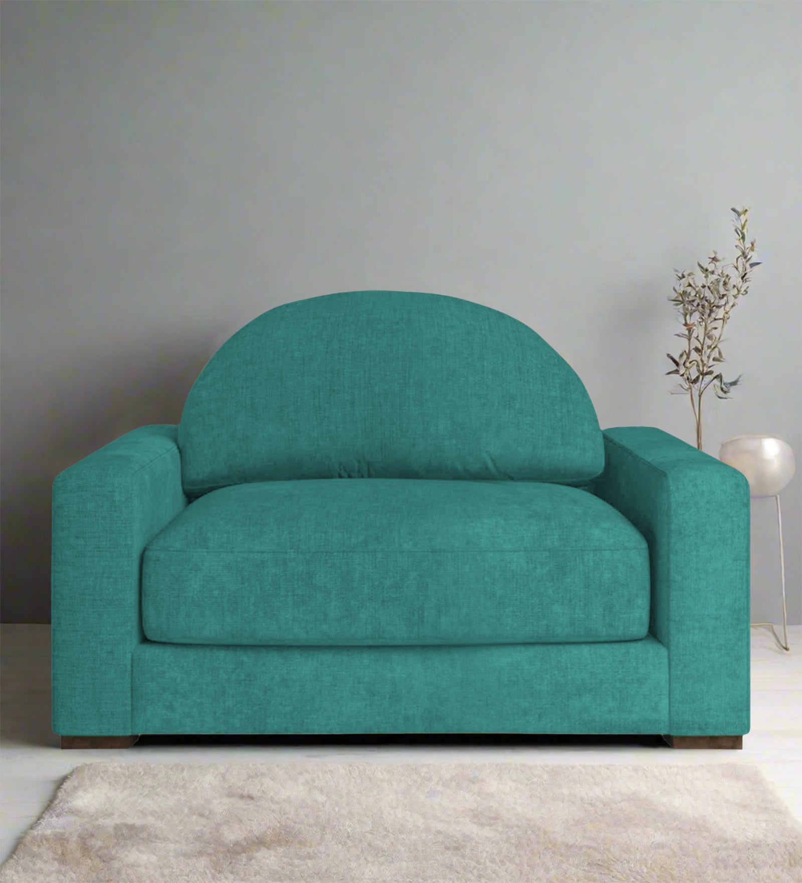 Adara Fabric 1 Seater Sofa In Sea Green Colour