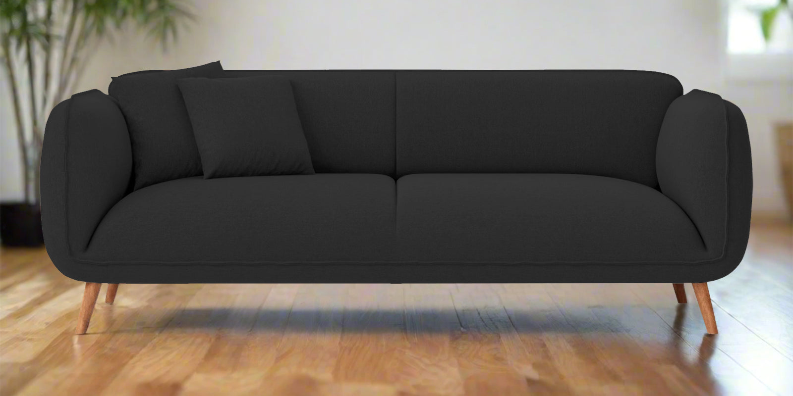 Zia Fabric 3 Seater Sofa In Bitter Black Colour