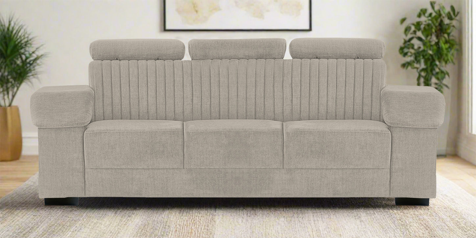 Draco Fabric 3 Seater Sofa In Ash Grey Colour - Febonic Living