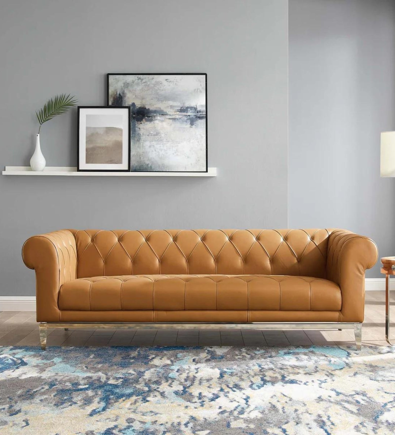 Mickey Leatherette 3 Seater Sofa in Royal Orange Colour