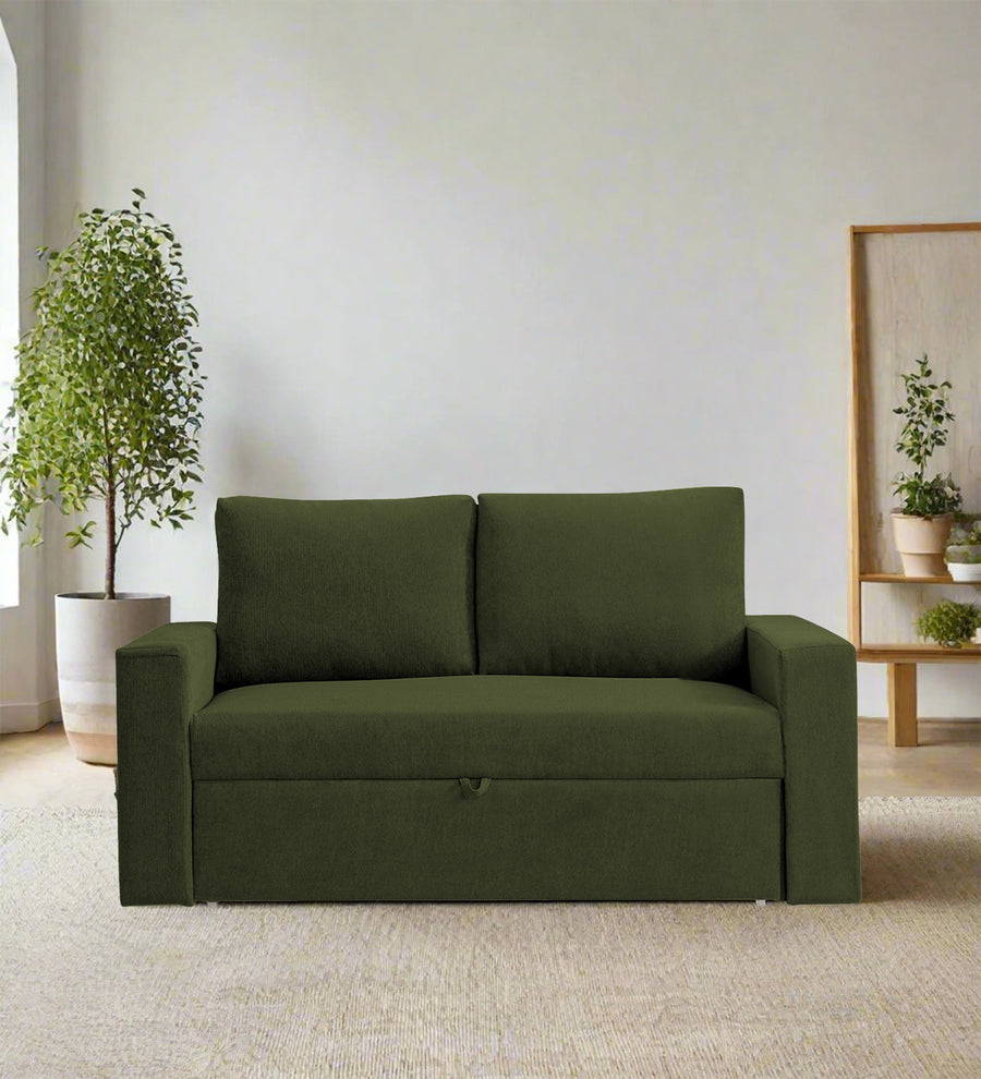 Kara  2 Seater Pull Out  Cum Bed Fabric Sofa - Olive Green by Febonic Living