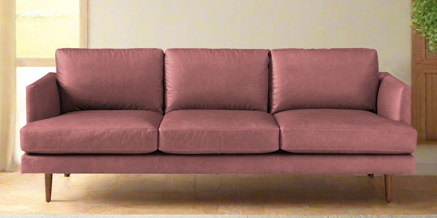Sterio Leatherette 3 Seater Sofa In Light Pink Colour - Febonic Living
