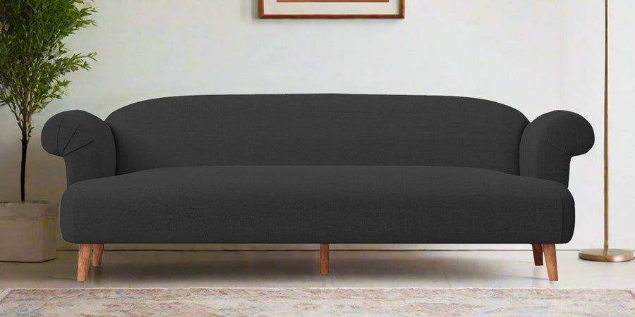 Barber Fabric 3 Seater Sofa In Bitter Black Colour - Febonic Living