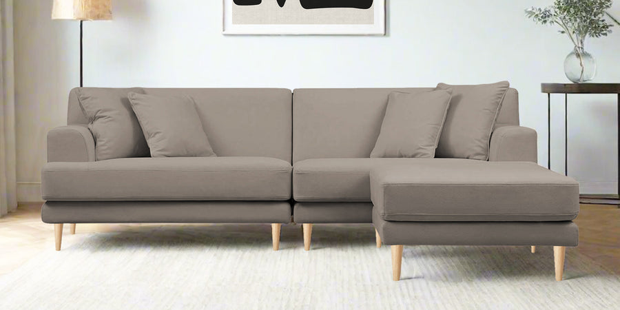Woody Fabric Lhs Sectional Sofa 3 Lounger In Oat Beige Colour - Febonic Living