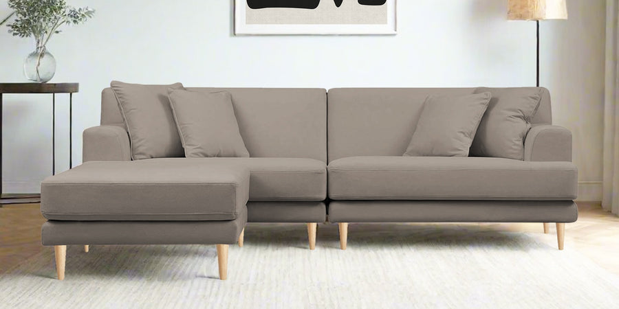 Woody Fabric Rhs Sectional Sofa 3 Lounger In Oat Beige Colour - Febonic Living