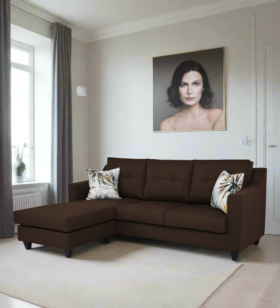 Welly  RHS  (2+Lounger) Fabric Sectional Sofa - Cidar Brown by Febonic Living