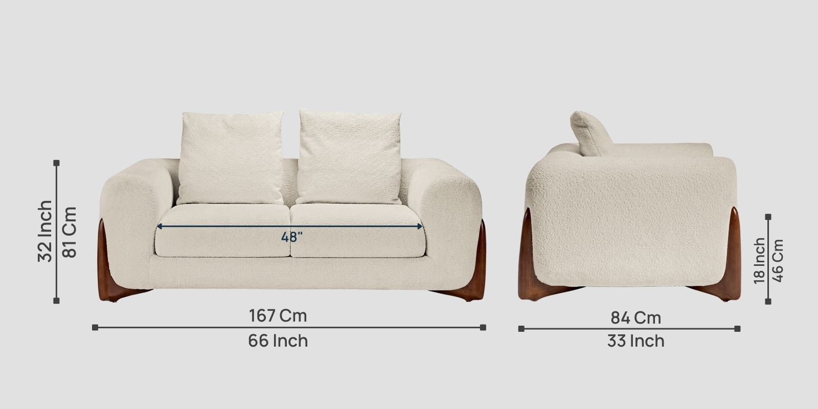 Boko Boucle 2 Seater Sofa In Shell White Colour - Febonic Living
