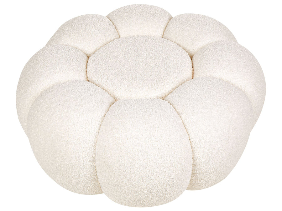 Wart Boucle Pouffe In Shell White Colour - Febonic Living