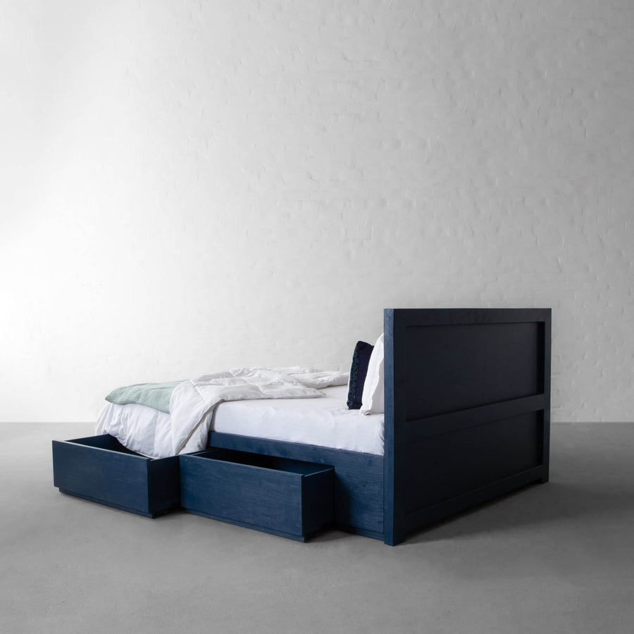 Limbu Leatherette And Fabric Upholstered King Size Bed In Ivory Cream With Drawer Storage - Febonic Living