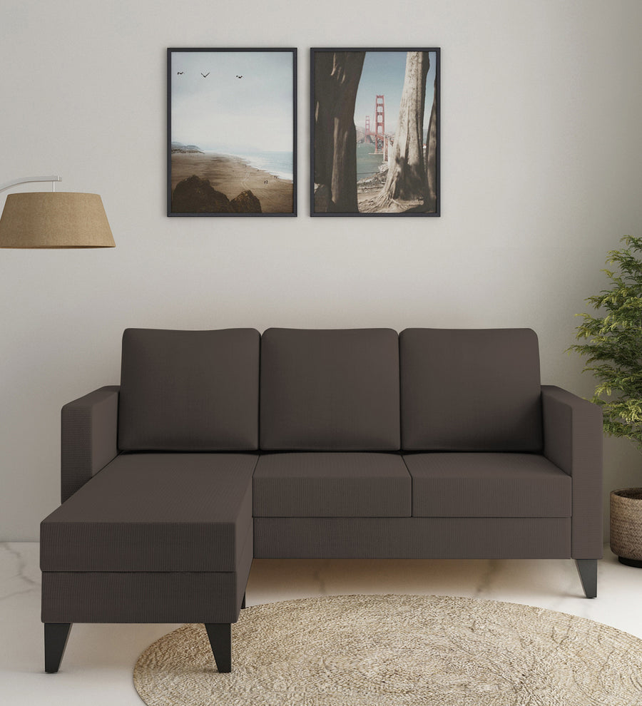 Nori  RHS  (2+Lounger) Fabric Sectional Sofa - Caspa Brown by Febonic Living