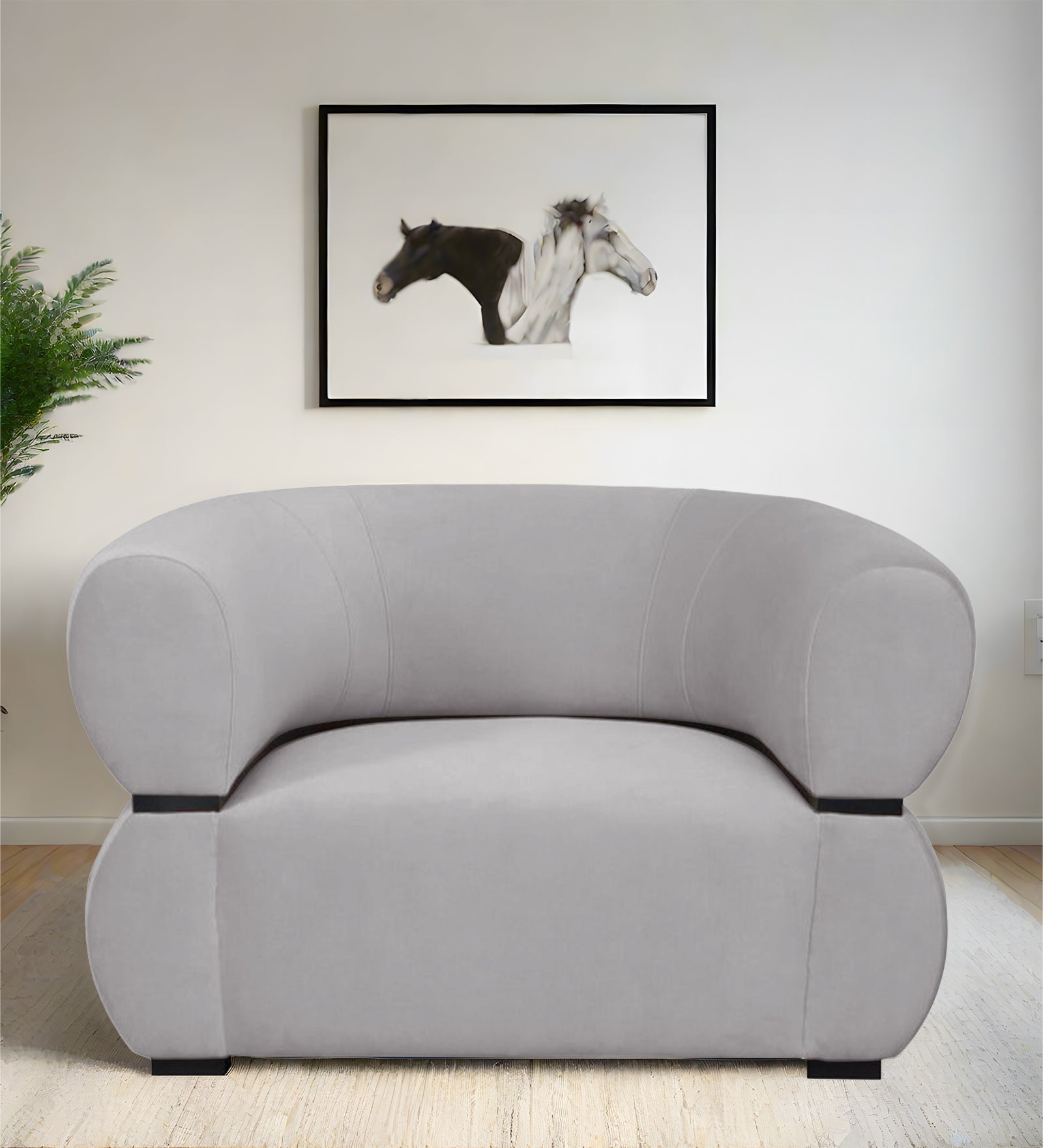 Kula Velvet 1 Seater Sofa In Concrete Grey Colour