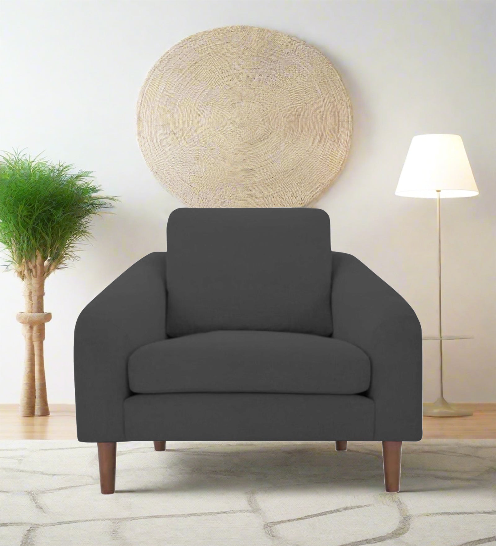 Elara Fabric 1 Seater Sofa in Stone Grey Colour - Febonic Living