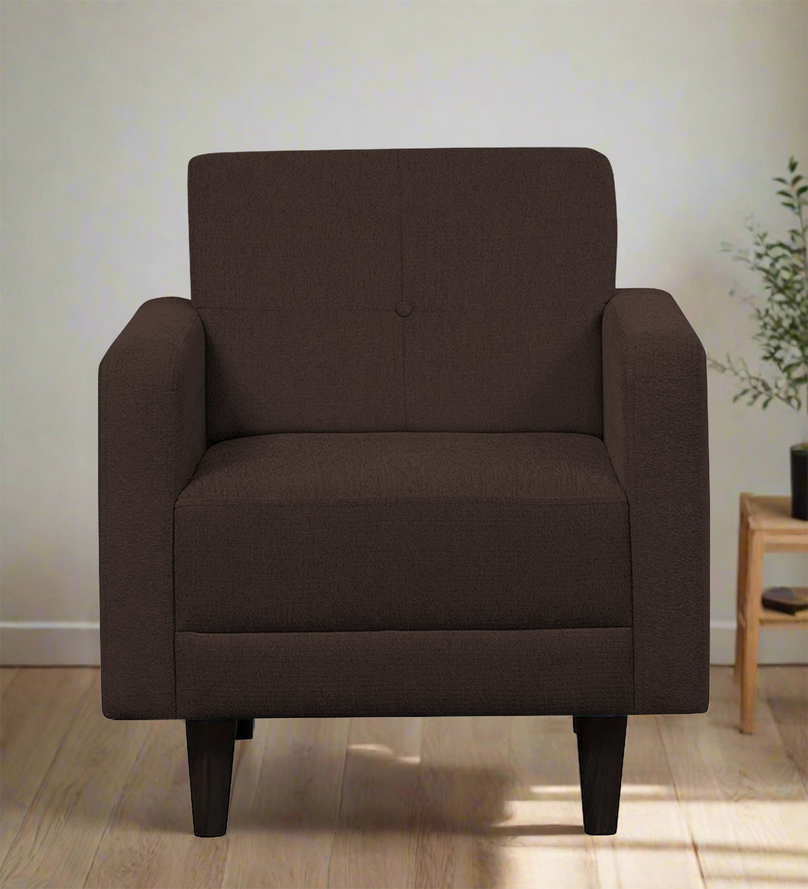 Noha Fabric 1 Seater Sofa in Coffee Brown Colour