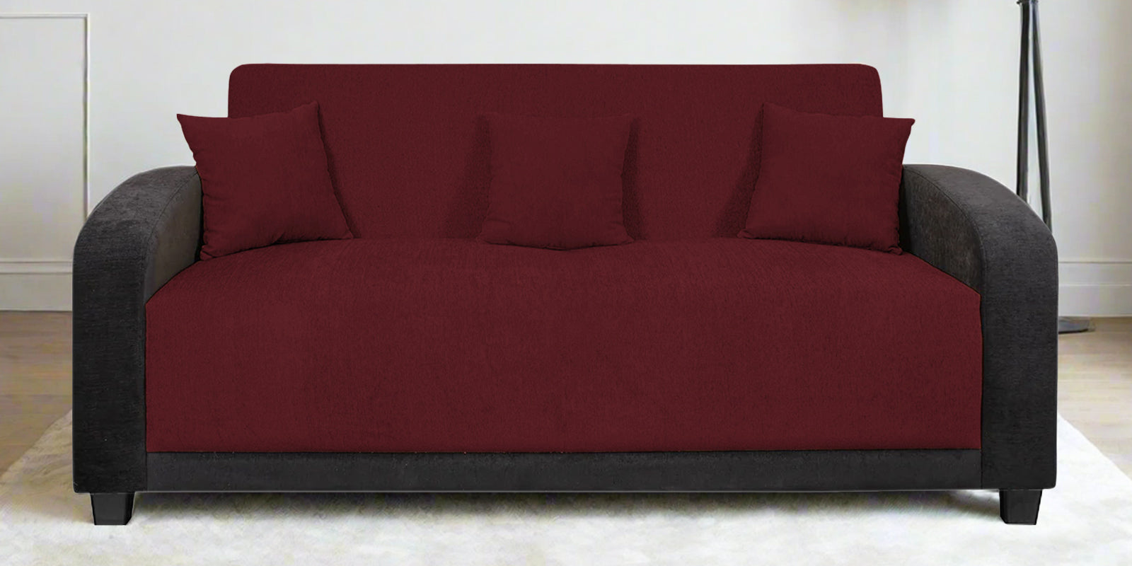 Alex Fabric 3 Seater Sofa In Blood Maroon Colour