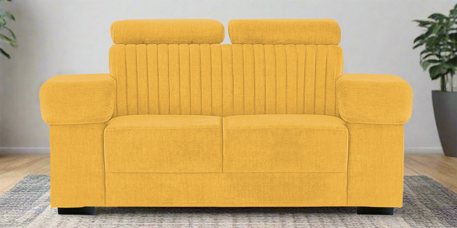 Draco Fabric 2 Seater Sofa In Bold Yellow Colour - Febonic Living