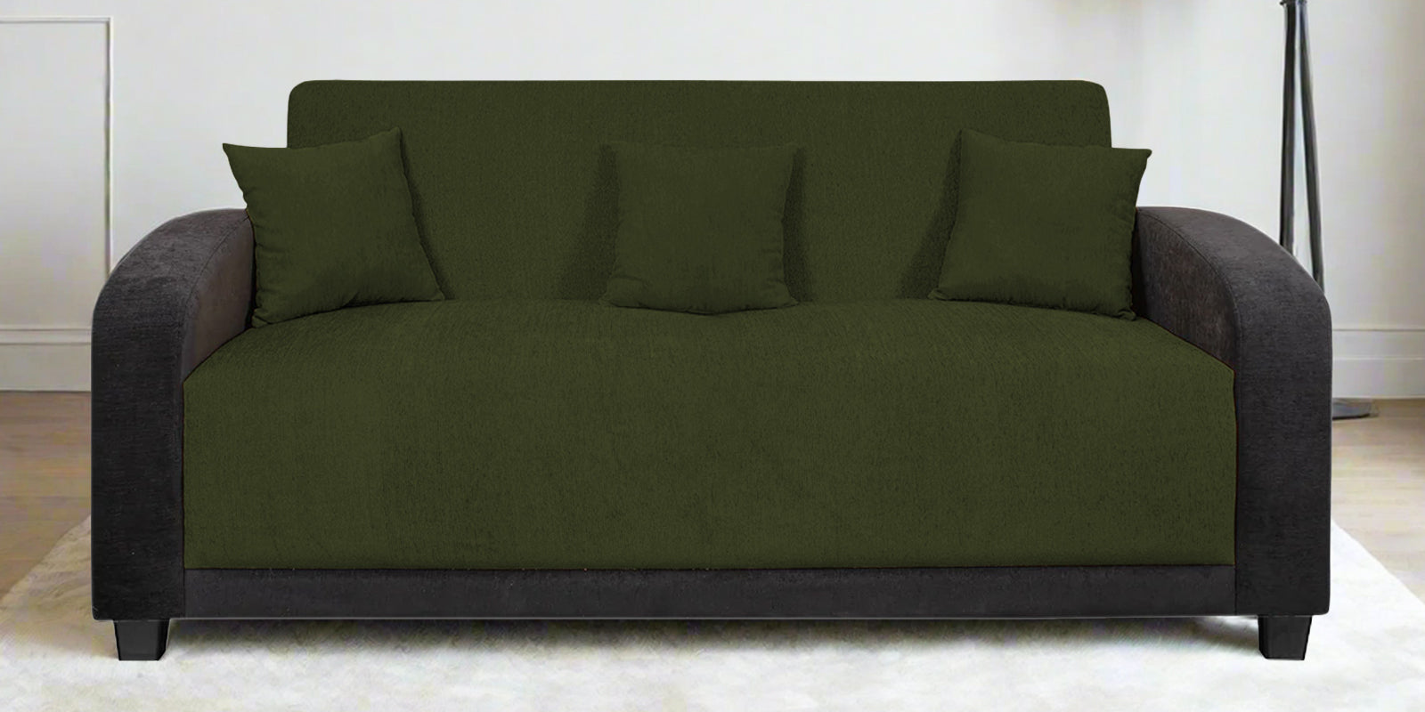 Alex Fabric 3 Seater Sofa In Olive Green Colour