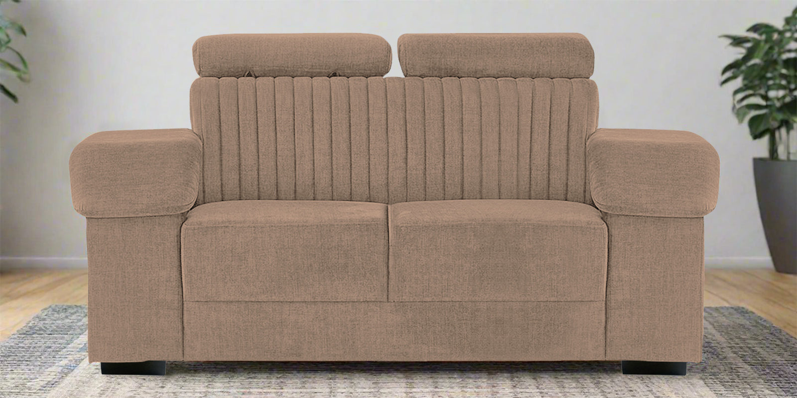 Draco Fabric 2 Seater Sofa In Cookie Beige Colour - Febonic Living