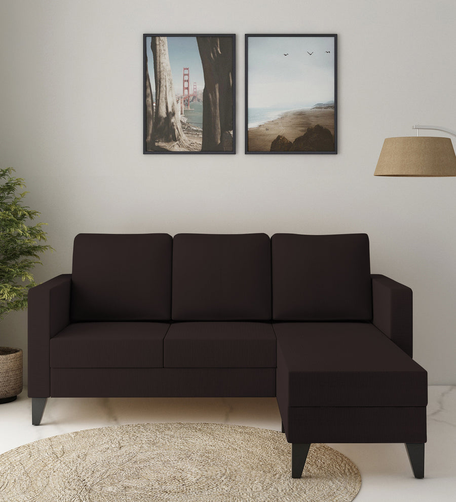 Nori  LHS  (2+Lounger) Fabric Sectional Sofa - Dark Brown by Febonic Living